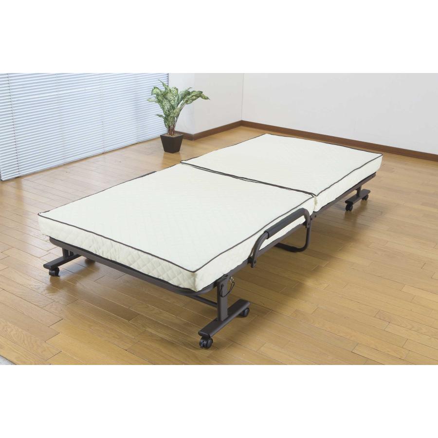 送料無料すぐ使える折りたたみベッド すぐ使えるコンパクト折りたたみベッド 完成品 2S : (W)94cm×(D)187cm