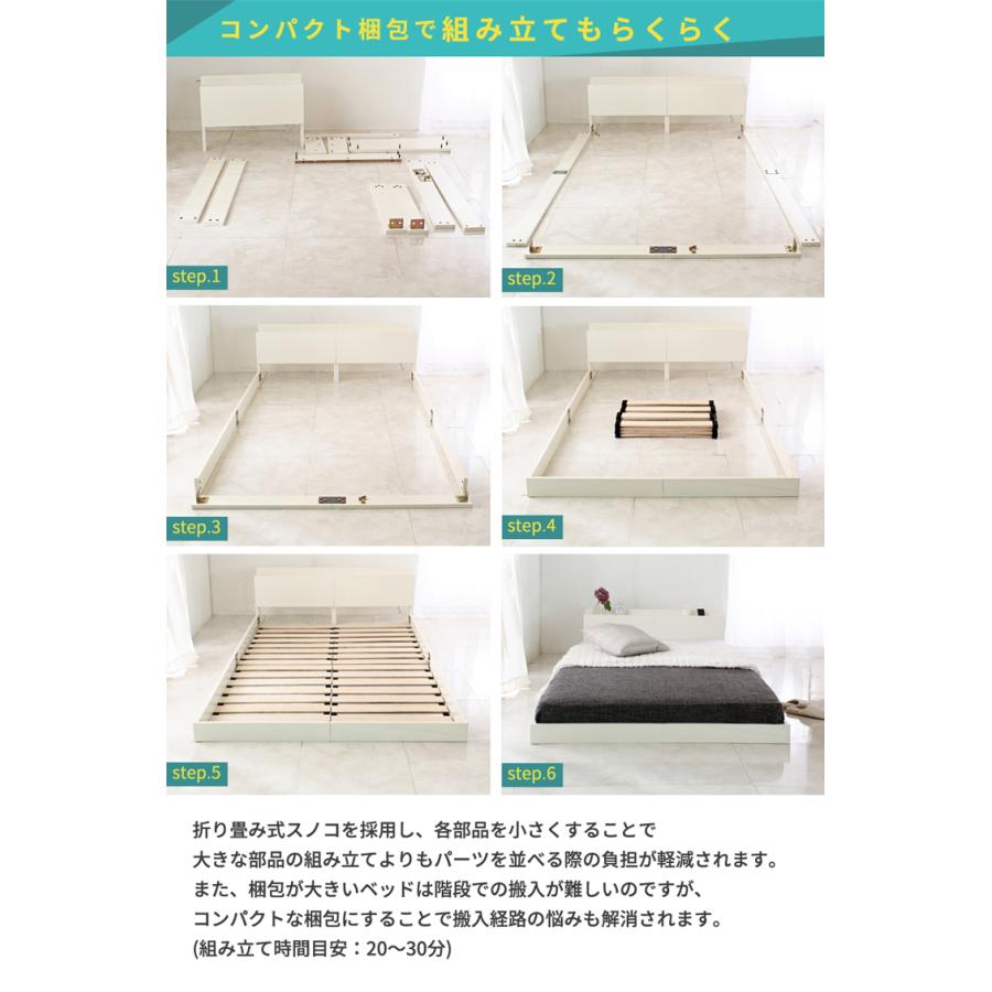 USBコンセント付きベッド&マットレスセット【ロニーUSB】宮付きフロア