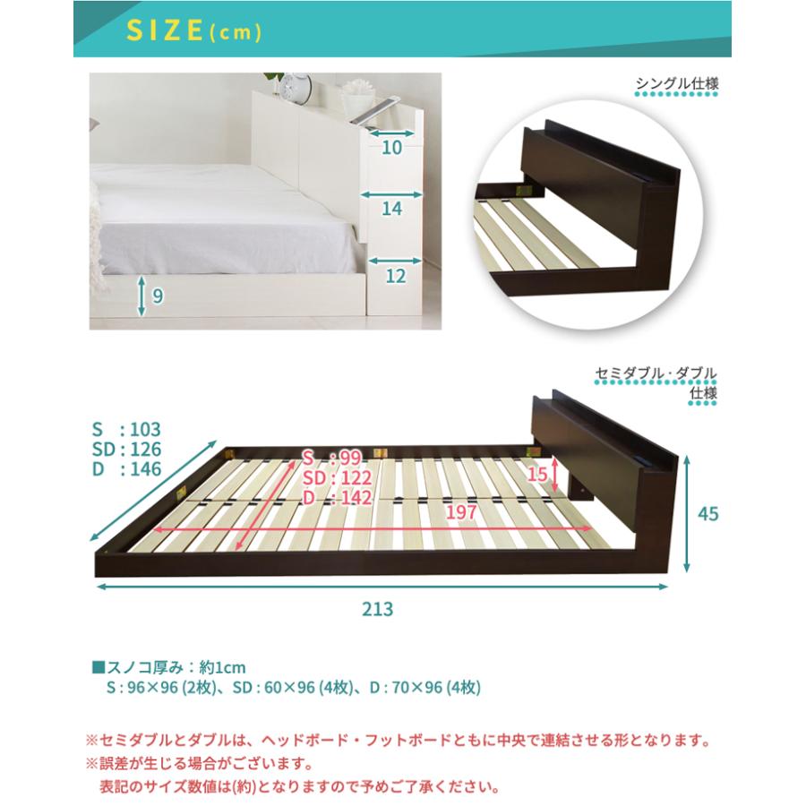 USBコンセント付きベッド&マットレスセット【ロニーUSB】宮付きフロア