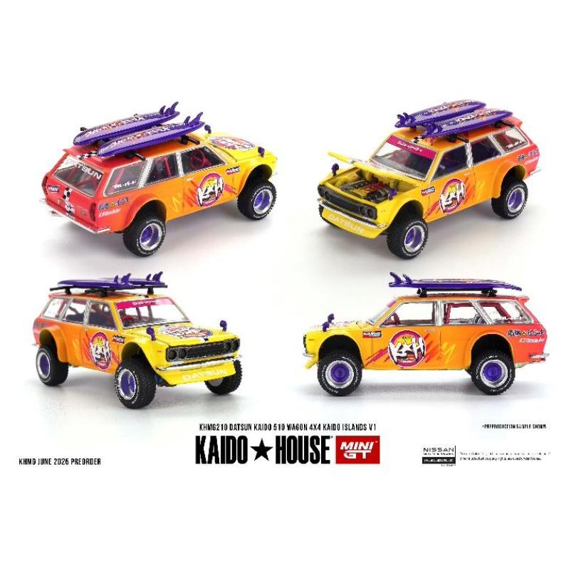 miniGT ダットサンKAIDO 510ワゴン　ブルー　開封品 MINI GT 1/64 ダットサン KAIDO 510 ワゴン ブルー KAIDO HOUSE(右