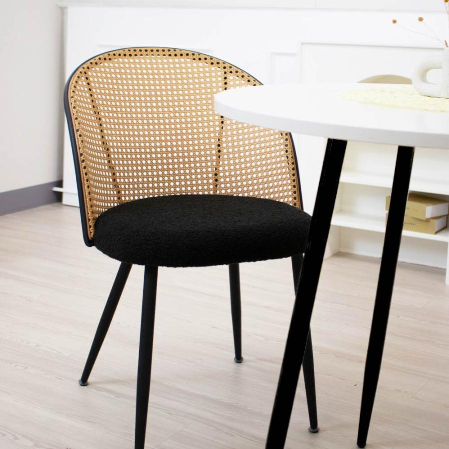 ASHEL ラタンチェア 肘なし 1脚 ブークレ ダイニングチェア 椅子