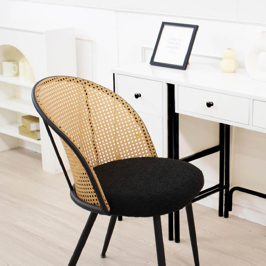 ASHEL ラタンチェア 肘なし 1脚 ブークレ ダイニングチェア 椅子