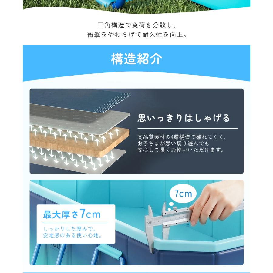 【2026年型】プール 折りたたみ 空気入れ不要 組み立て不要 大型 家庭用 頑丈 丈夫 厚手素材 ビニール 庭遊び 子ども キッズ 暑さ対策 水遊び 排水口 省スペースの画像