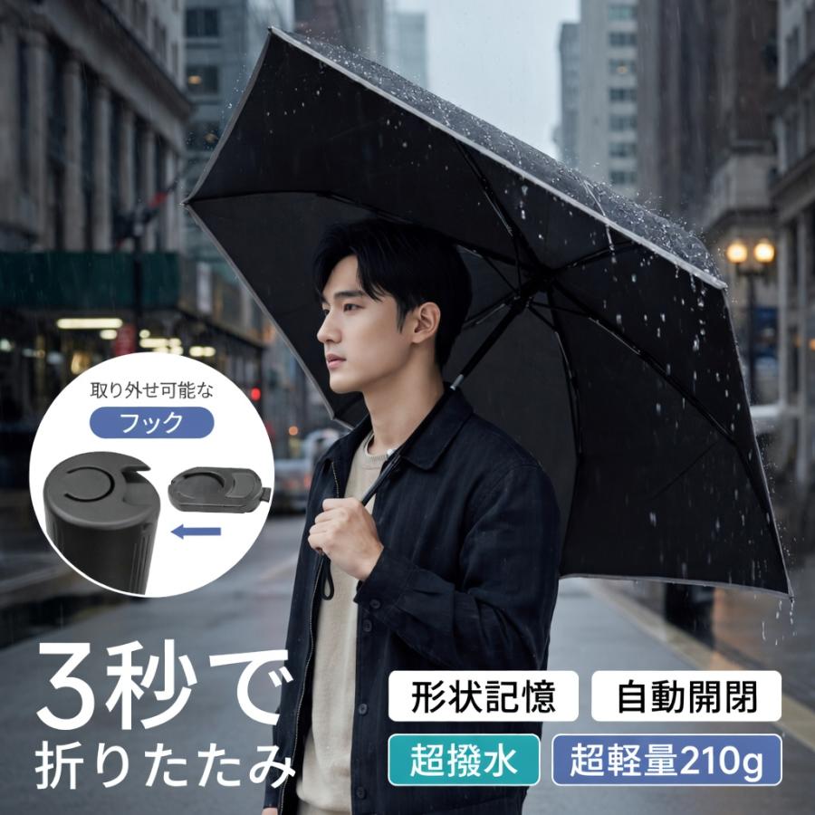 折りたたみ傘 折りたたみ傘 メンズ 折畳み傘 【超軽量210g×形状記憶】 自動開閉