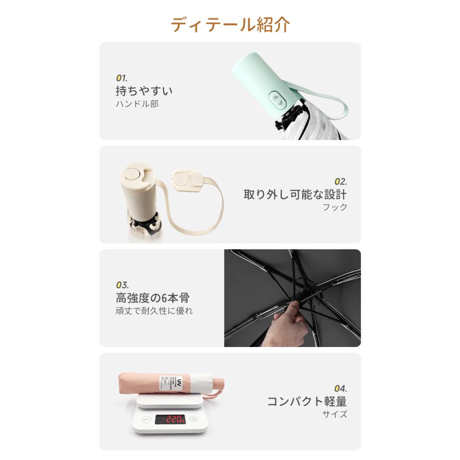 3秒たためる日傘 折りたたみ傘 完全遮光100% 軽量220g 形状記憶 自動