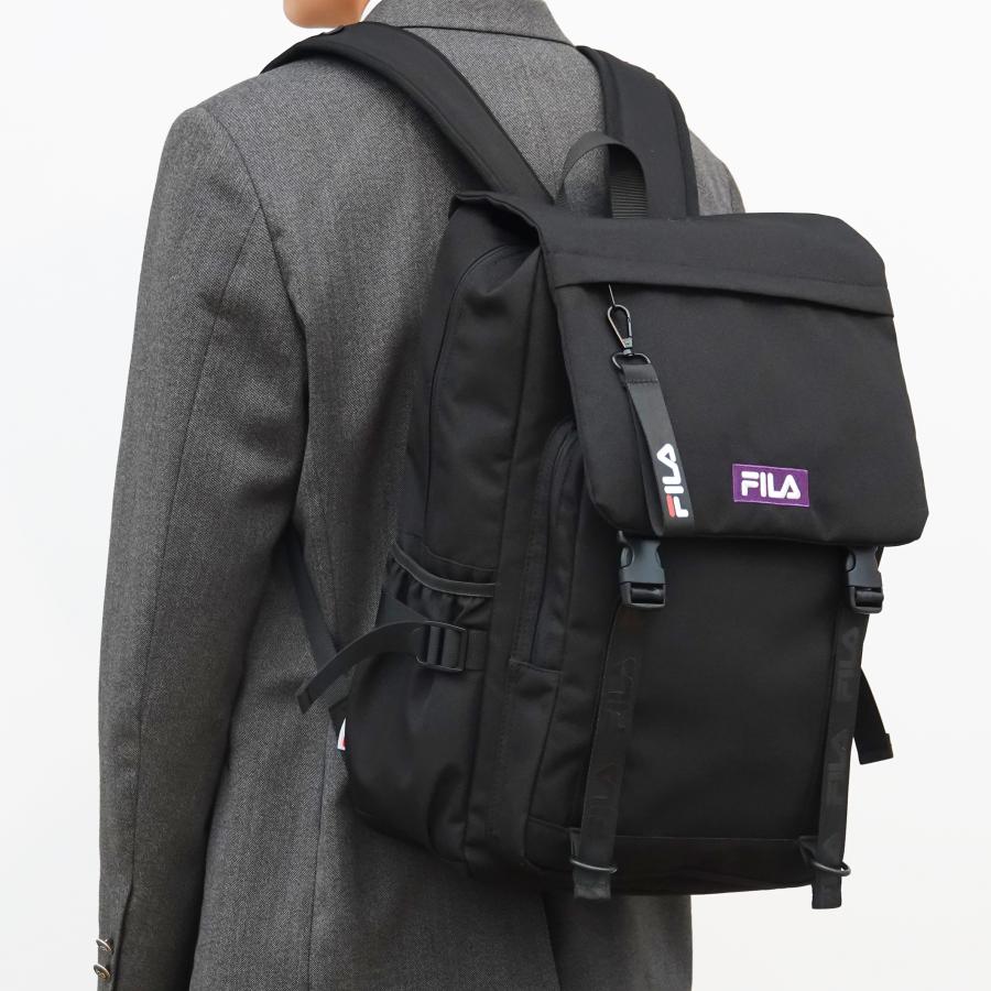 8FB093 当店限定 FILA No Shake ロゴテープフラップリュック フィラ  バックパック  通学 部活 自転車 おしゃれ 人気 多収納 多機能 A4 入学準備｜adonis-shop｜05