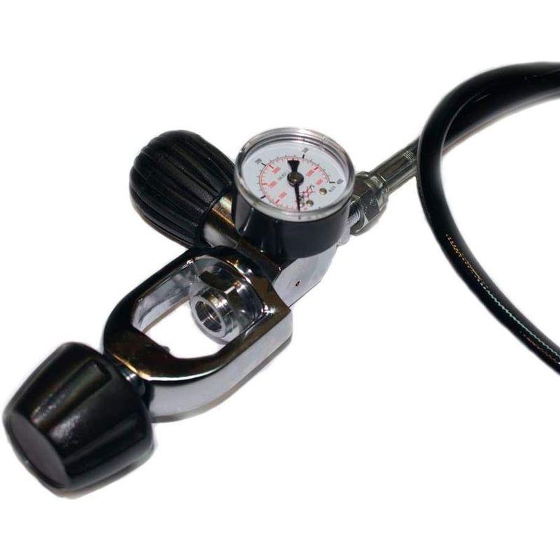 タンクからタンクへ空気を移すスキューバダイビングタンク用 ゲージ付き移充填連結ホース 1ｍ・ヨークタイプ ゲージ付き移充填連結ホース 1ｍ ヨークタイプ