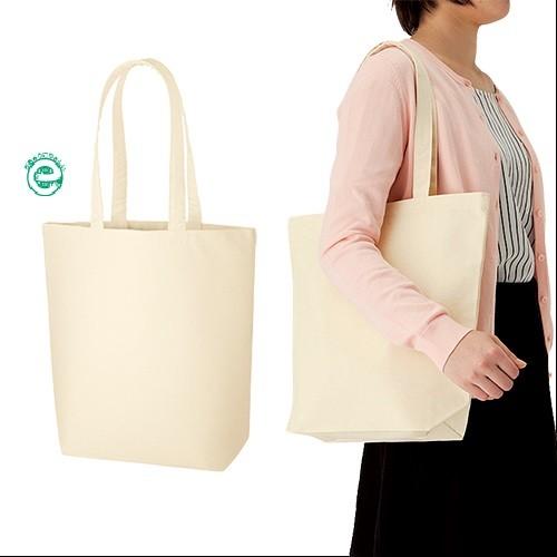 エコバッグ 肩掛け 縦型 マイバッグ コットン 12オンス 格安 景品 ノベルティ 販促品 キャンバストート Ｍサイズ ナチュラル　　　 | 