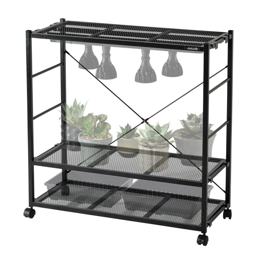 お値下げ交渉OK ビビラボ 植物ラック 3段 ブラック BIBILAB】ビザールプランツラック（LPR-800-BK） - 植物にとって最適な