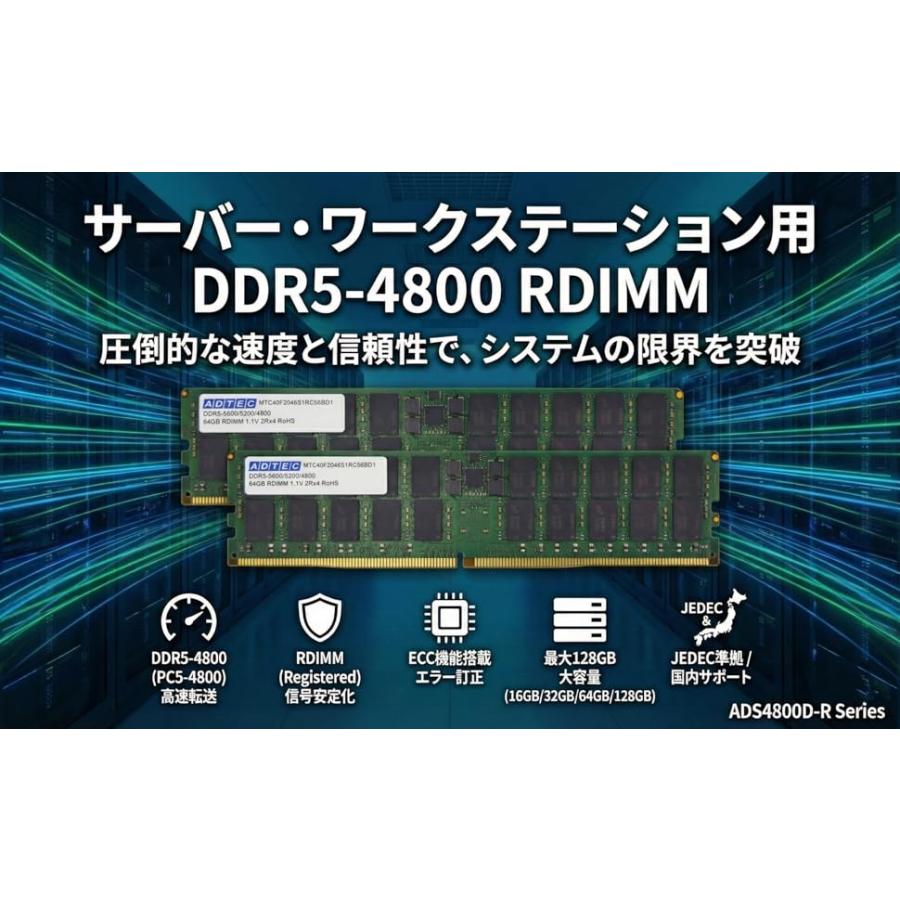 ADTEC（アドテック） 6年保証 DDR5-4800 RDIMM 16GB 1Rx8 80bit