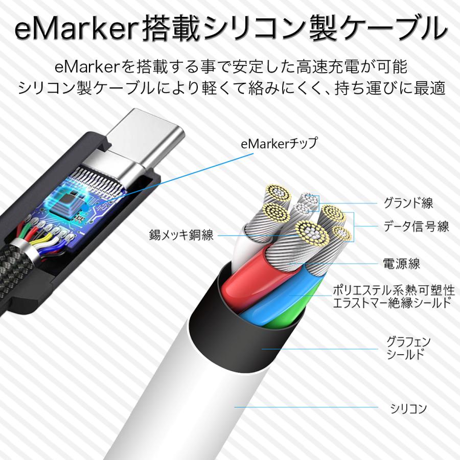 やわらか シリコン ケーブル ホワイト パステルカラー APC-V1010SCC-U2-WH eMarker搭載 100W USB2.0 Type-Cケーブル 1.0m PD3.0 高速充電 アドテック | ADTEC | 07