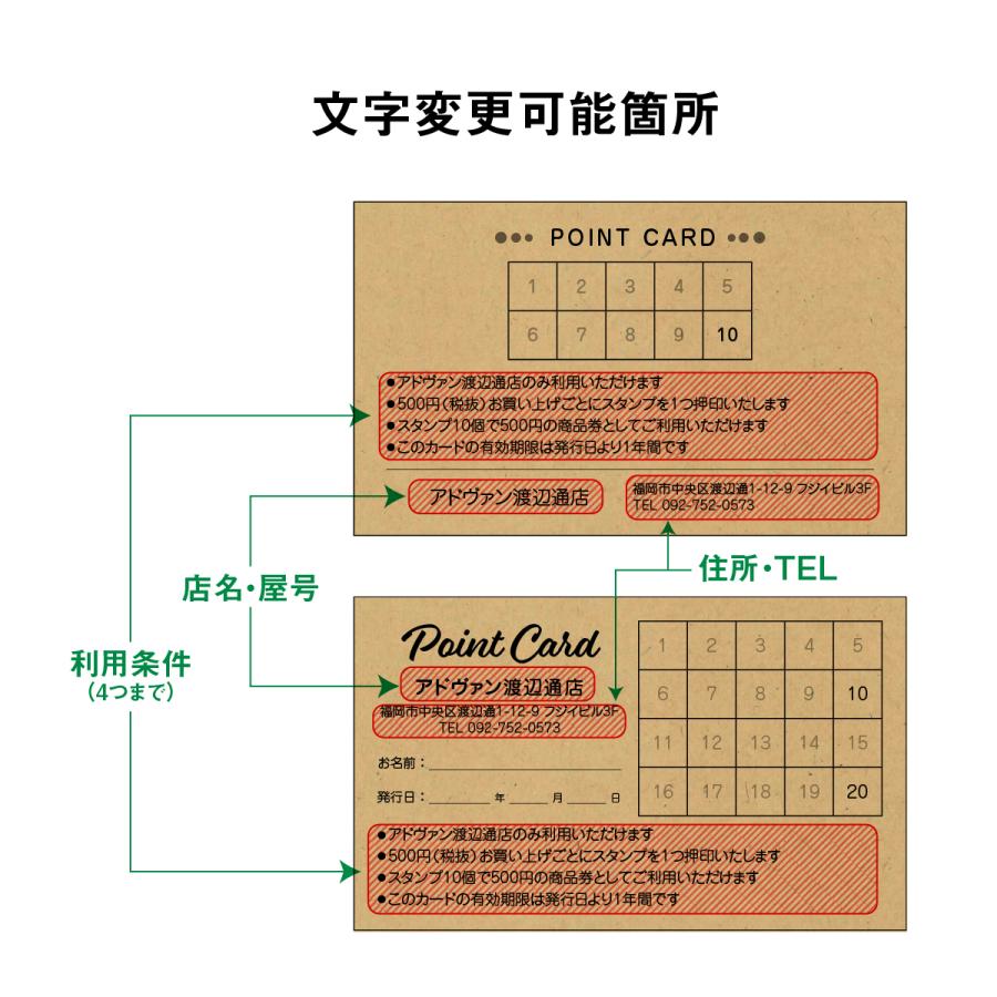 クラフト紙 ポイントカード スタンプカード 作成 印刷 片面モノクロ