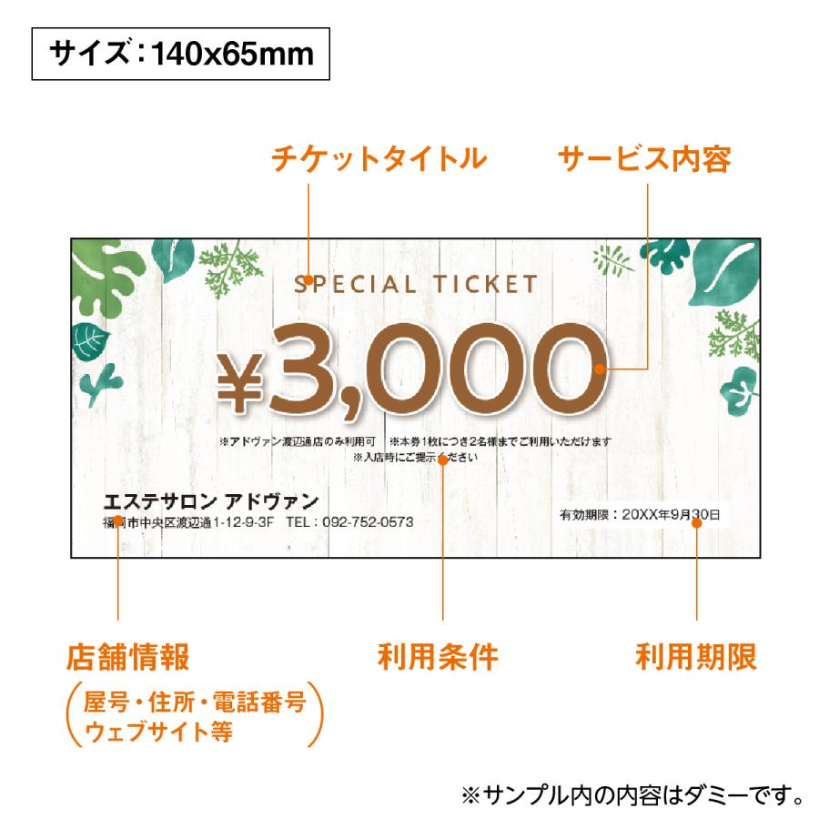 割引券 サービス券 クーポン チケット 作成 片面印刷100枚 テンプレートで簡単注文 美容室 エステ サロン リラクゼーション card-216|advan-printing|03