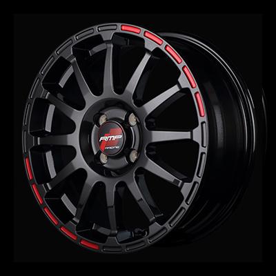 マルカサービス ＭＩＤ ＲＭＰレーシング ＧＲ１２ ６Ｊ-１６ ４Ｈ １００ ＋４３ クリスタルブラック/ホワイト ホイール ４本価格