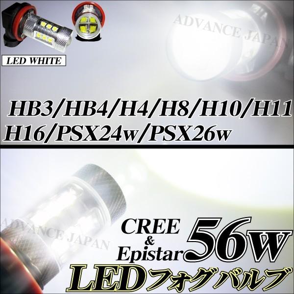 ledフォグランプ HB3 HB4 H4 H8 H11 H16 PSX24w PSX26w LEDフォグ ライト バルブ CREE＆Epistar 56w プロジェクター ホワイト 2個 保証 偽物 50w 75w 80w に注意｜advance-japan