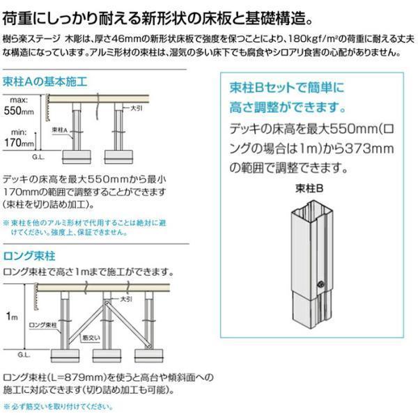 リクシル 樹ら楽ステージ 標準束柱 550mm 束柱A 幕板B仕様 2.0間 6尺 間口3616×出幅1811mm ウッドデッキ アルミ形材基礎 LIXIL 人工木材  エリア限定の画像