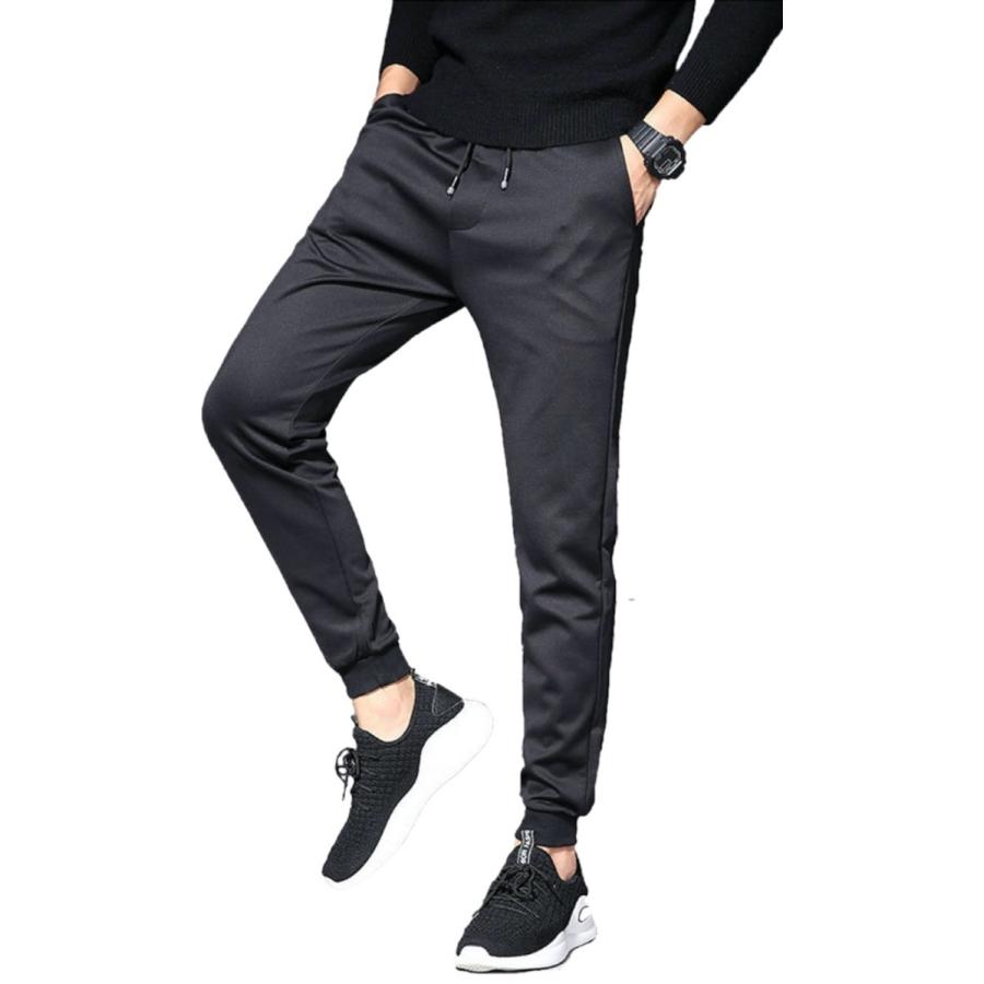 ジョガーパンツ メンズ トレーニング 細身 ストレッチ ブラック