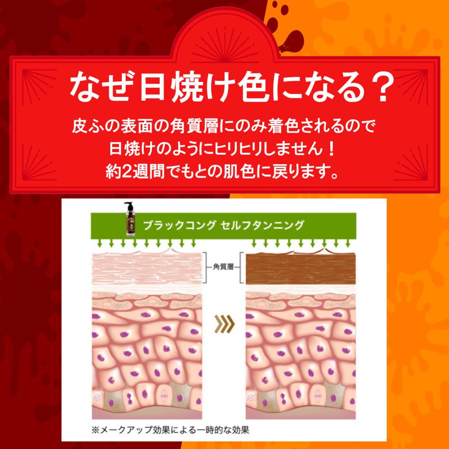 スマホケース付き！3本セット ブラックコング セルフタンニングローション 180ml サンレス 塗って小麦肌 日焼け ブロンズ肌 ボディ 焼かない 日焼け肌｜advancedbase｜05