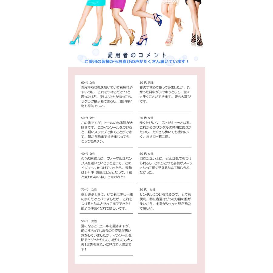 インソール 姿勢矯正 ※変色のためSALE!! 10足セット 美脚改善 中敷き 立ち仕事 疲れ 驚きの美姿勢 レディース ゆがみ 歪み改善 パンプス/サンダル用 さとう式 |  | 07