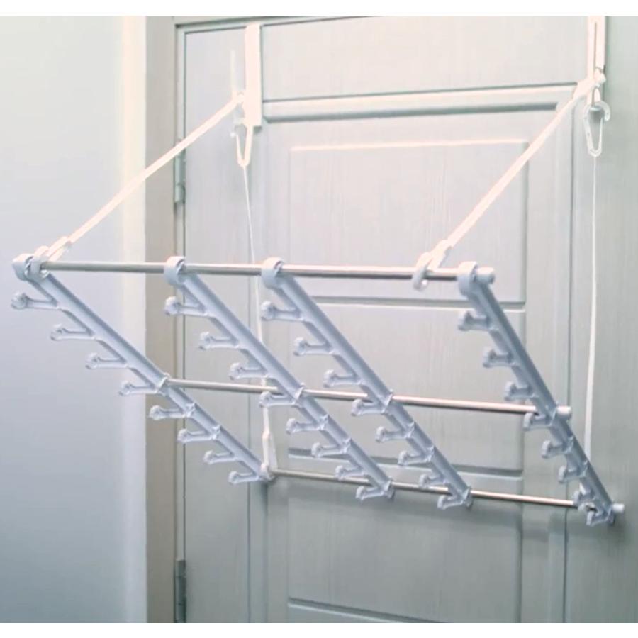 クイックランドリー ドア掛けハンガー 洗濯ばさみ不要 簡単取り込み 部屋干しハンガー 耐荷重10kg ピンチ |  | 02