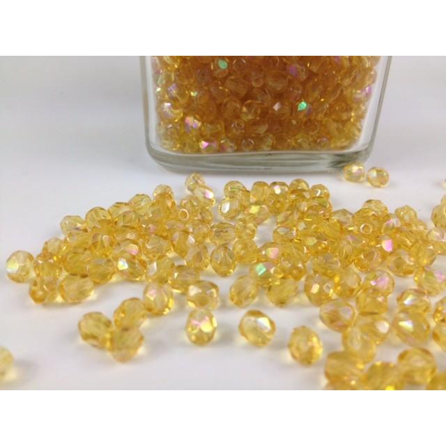 ファイヤーポリッシュ チェコビーズ 5mm ライトトパーズ 粒売 30個 
