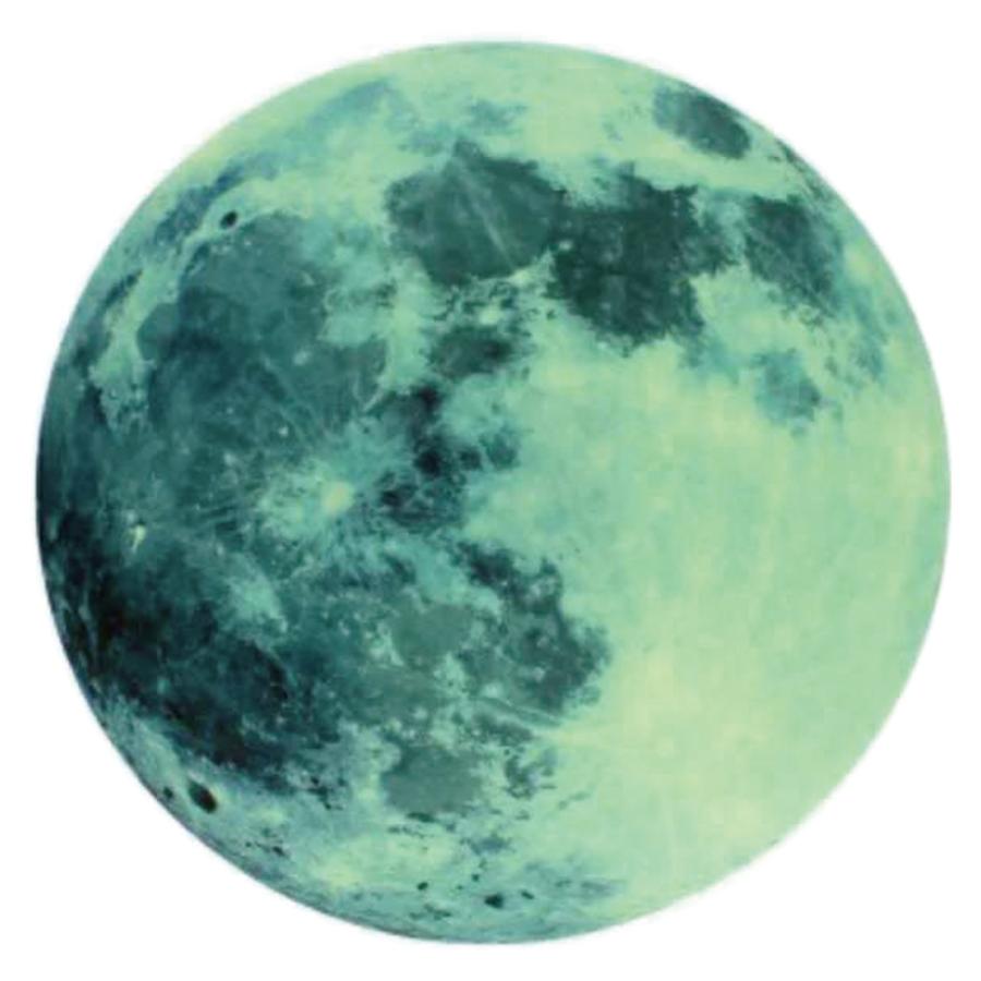 ウォールステッカー 月 満月 MOON 20cm 暗くなると光る 蓄光
