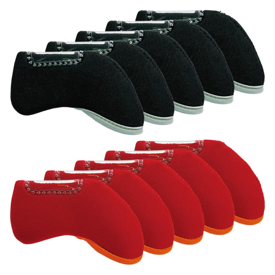 驚きの値段 ゴルフ ヘッドカバー ワイドソール対応 窓付き アイアンカバー 黒 ブラック 5枚 Golf クラブカバー