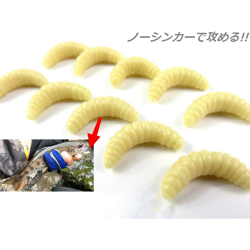 ソフトルアー ワーム ぶどう虫 どんぐり虫 20匹セット 渓流釣り ヤマメ イワナ アマゴ ニジマス サクラマス サツキマス 釣り具｜advanceworks2008｜03