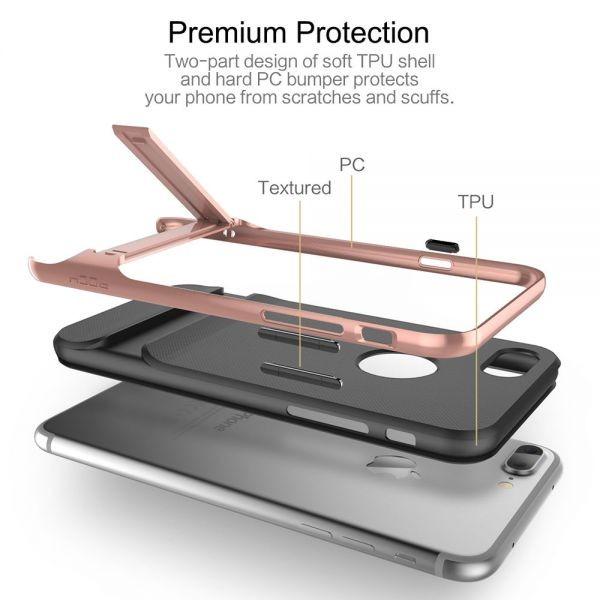 iPhone 7ケース スタンド付き スマホケース シャンパンゴールド 耐衝撃