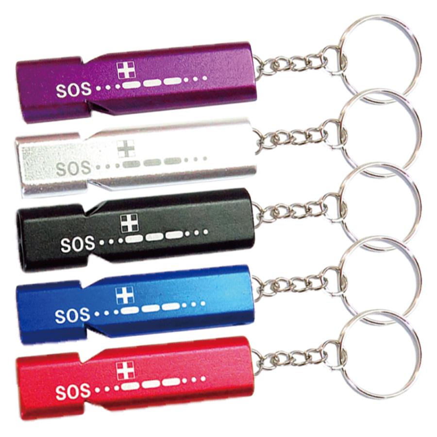 アルミ製 ダブルホイッスル 5本セット 大音量120dB SOSガイドプリント
