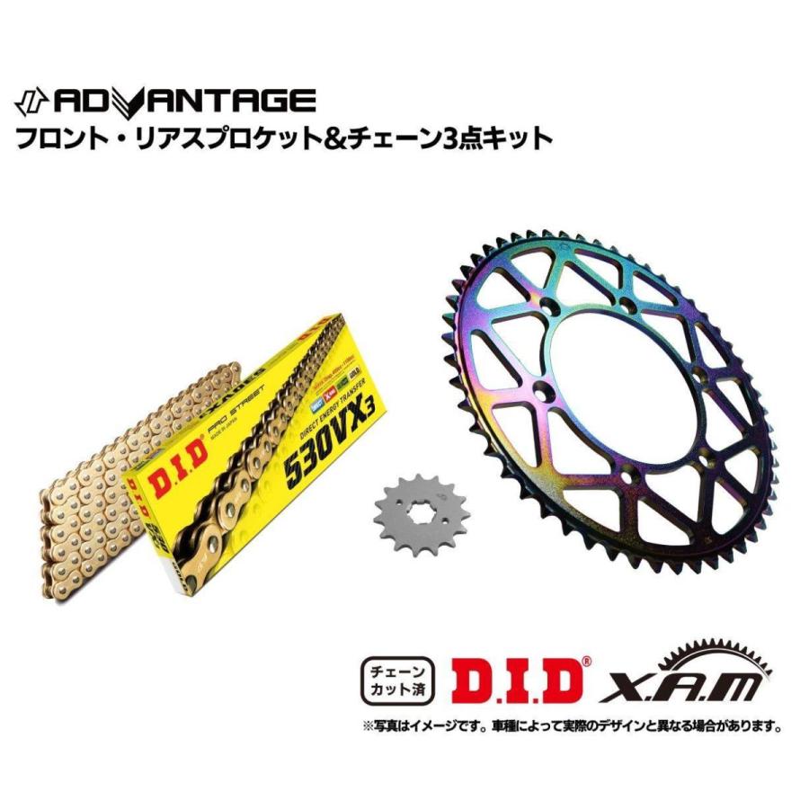 ADVANTAGE XAM & DID GOLD ドライブチェーン&前後スプロケットキット（タフライトスチール）