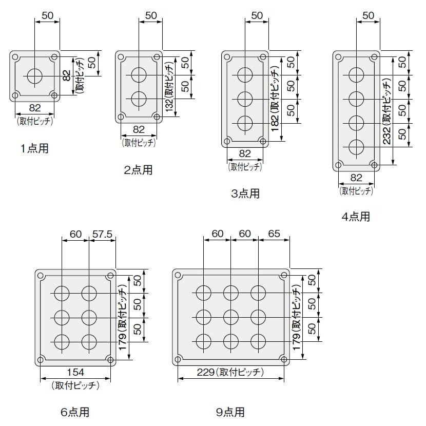 日東工業　CSH-2　コントロールステーションボックス（穴加工済ボックス、鉄製基板なし）　穴径：φ30用｜adwecs｜03