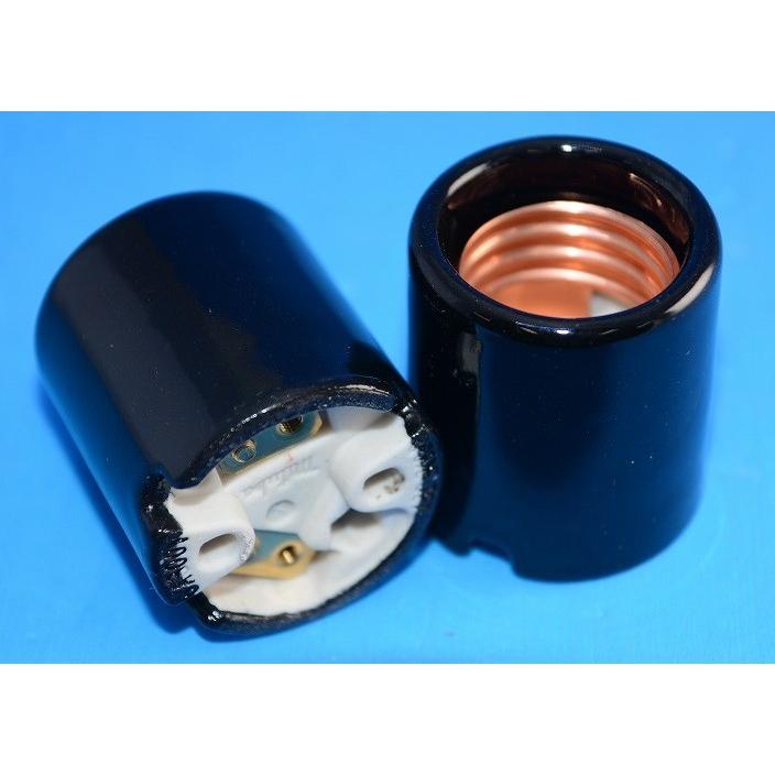 ミツバ電陶 E26耳付レセップ 黒 （磁器製） 6A 300V MI-E264-B