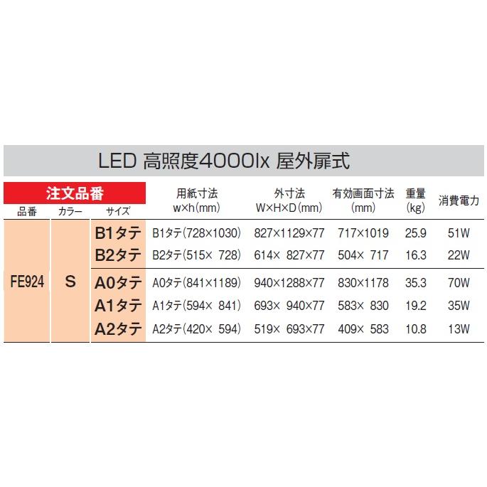 アルモード　FE924　S（ステン）　A2タテ　LED内照パネル　扉式・屋外の画像