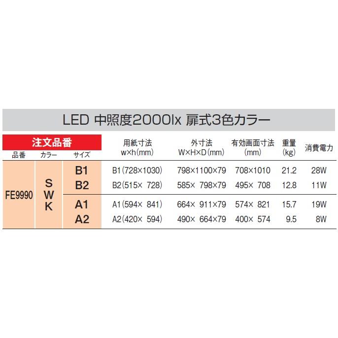 アルモード　FE9990　S（ステン）　A1サイズ　LED内照パネル　扉式の画像