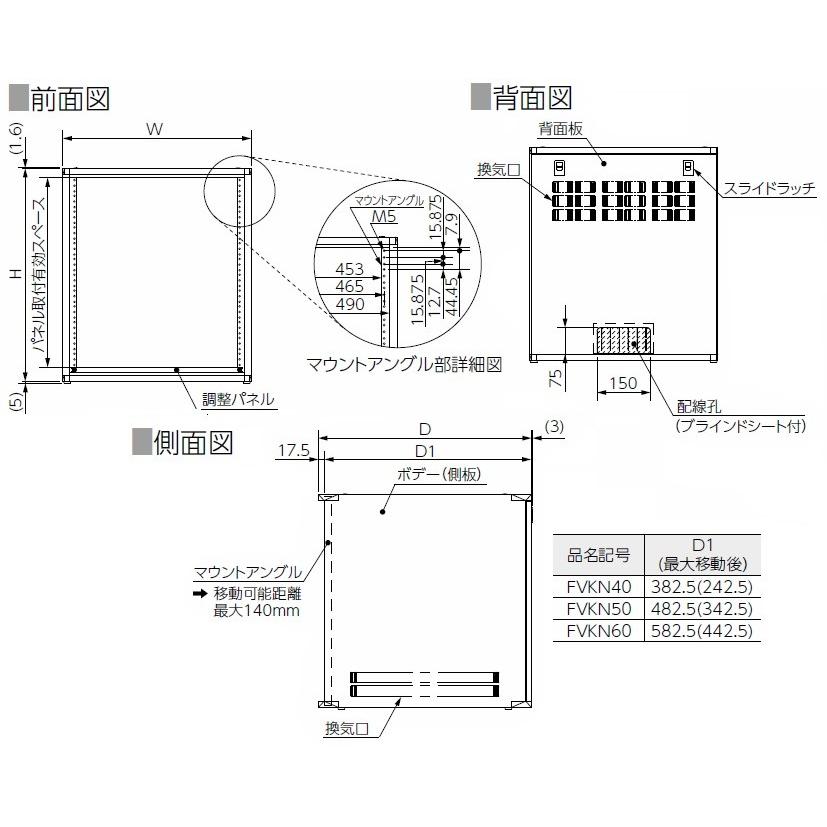 日東工業 FVKN40-5310E FVKN-E FVKシリーズ・ドアなしタイプ（W=530