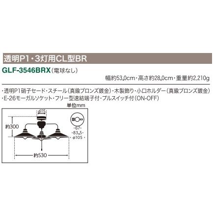 後藤照明 GLF-3546BRX 透明P1 3灯用シーリングライト 電球なし