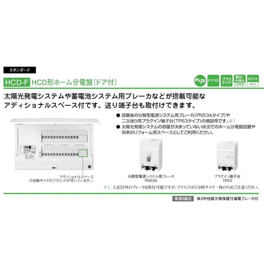 日東工業 HCD3E5-63F HCD形ホーム分電盤 ドア付 HCD-F :HCD3E5-63F 