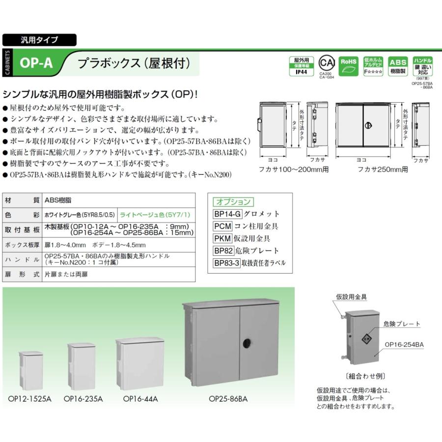 家具・インテリア OPK14-23A 楽天市場】【日東工業】キー付耐候プラボックス（屋根付)OPK14