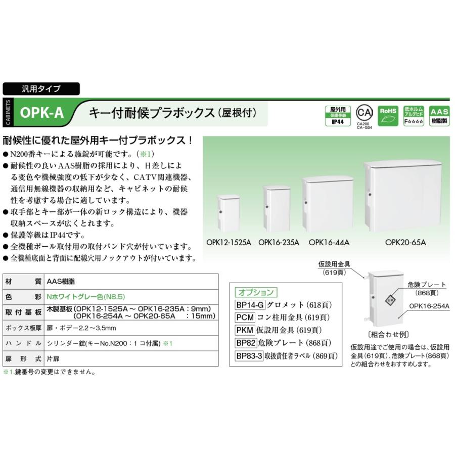 日東工業 日東工業 OPK12-2525A キー付耐候プラボックス・屋根付 日東工業 日東工業 OPK12-2525A キー付耐候プラボックス・屋根付