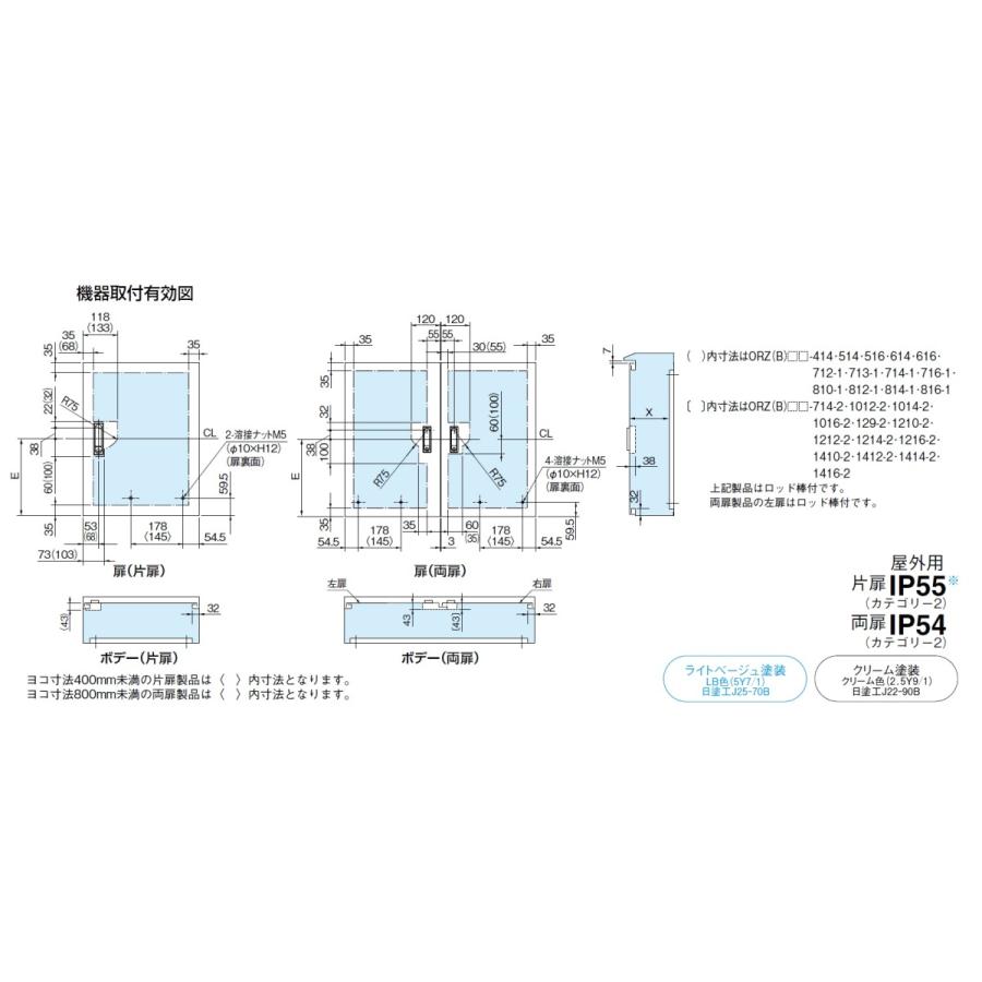 ショッピング人気商品 日東工業　ORZ20-76-2　ORZ形屋外用キャビネット（水切構造、防塵・防水パッキン付）　鉄製基板付