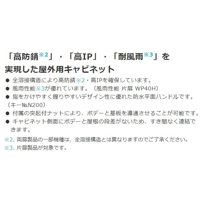 日東工業　ORZB16-48・ORZB16-48C　屋根付　ORZ形屋外用キャビネット（水切構造、防塵・防水パッキン付）　鉄製基板付 【クロメート】