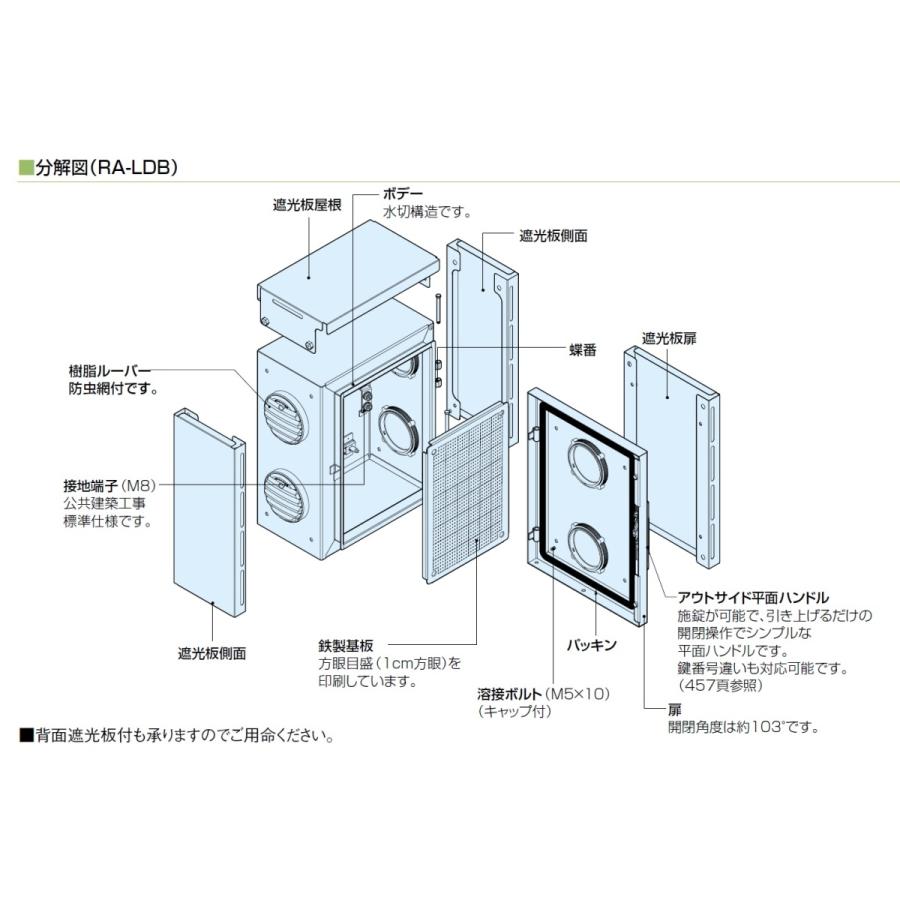 日東工業　RA20-56LDBC　屋外用熱対策制御盤キャビネット・ルーバー・遮光板付タイプ｜adwecs｜04