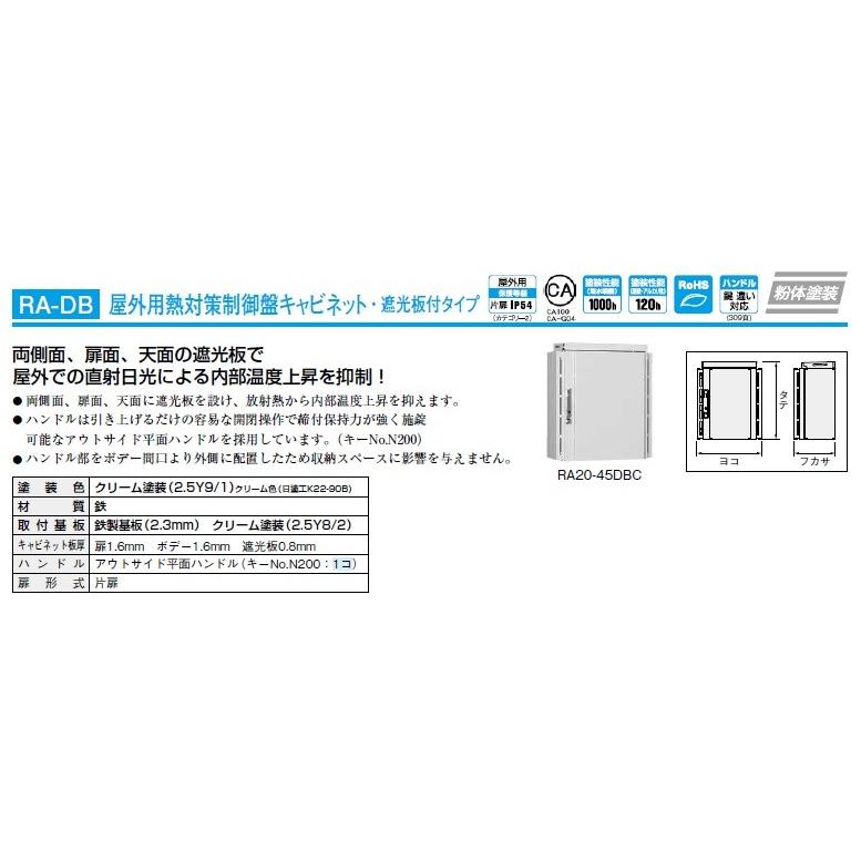 日東工業 日東工業 RA20-68DBC 屋外用熱対策制御盤キャビネット 日東工業 日東工業 RA20-68DBC 屋外用熱対策制御盤キャビネット