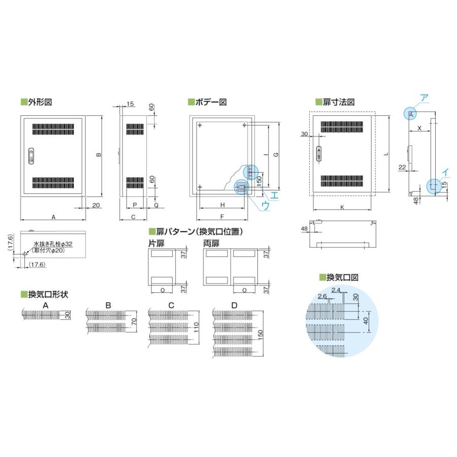 日東工業　S12-44LC　熱機器収納キャビネット　鉄製基板付　クリーム塗装｜adwecs｜05