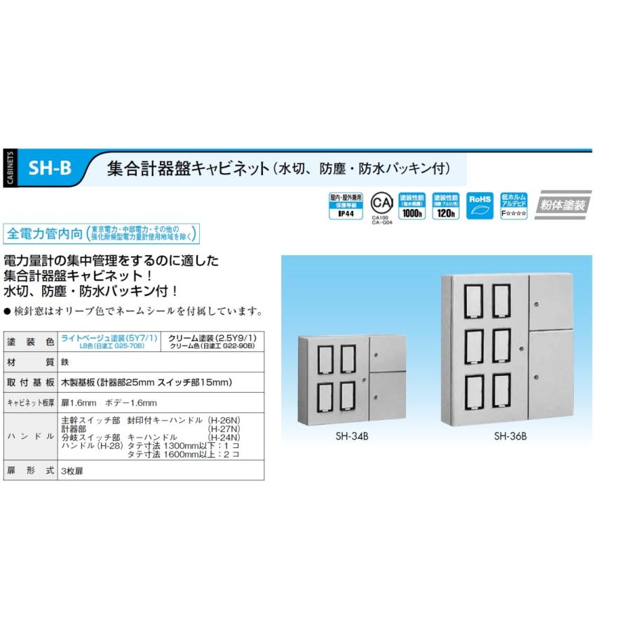 B16-44 B 盤用キャビネット 露出型(深さ160mm) 木製基板付 日東