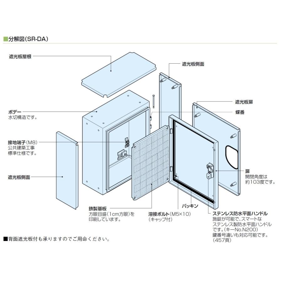 日東工業　SR20-45DA　屋外用熱対策制御盤キャビネット・遮光板付タイプ｜adwecs｜06