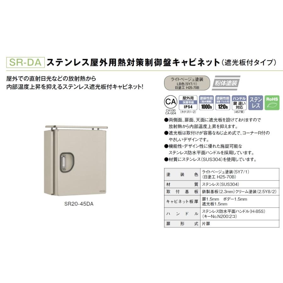 日東工業 日東工業 SR25-810-1DA 屋外用熱対策制御盤 日東工業 日東工業 SR25-810-1DA 屋外用熱対策制御盤