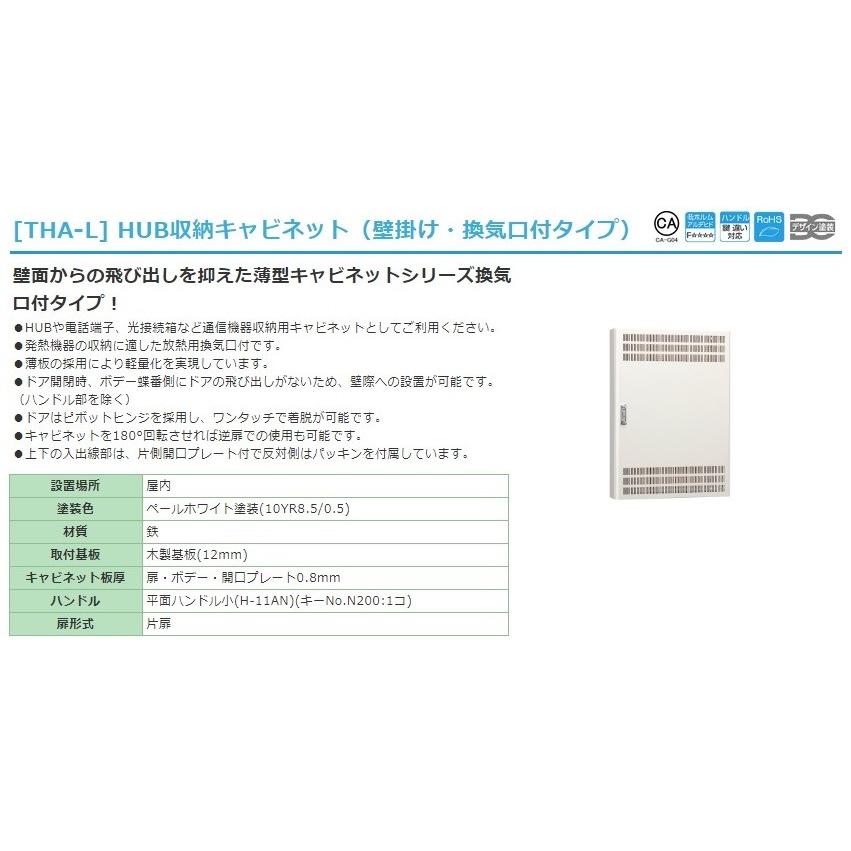 日東工業　THA12-44L　HUB収納キャビネット（壁掛け・換気口付タイプ）｜adwecs｜02