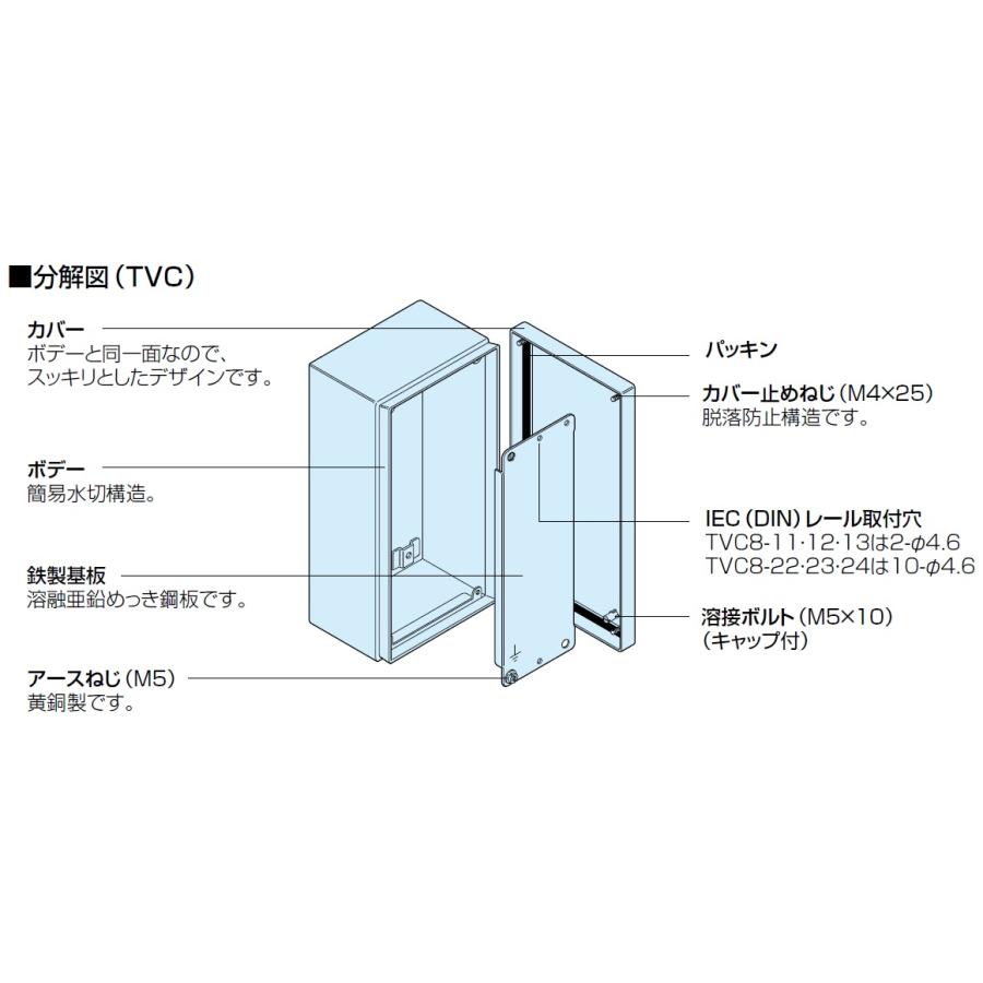 日東工業　TVC8-23　TVC形ターミナルボックス（防塵・防水構造）　ライトベージュ塗装　フカサ：80 mm　｜adwecs｜03